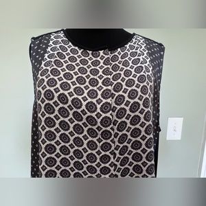 Loft black and white sleeveless tunic top blouse large